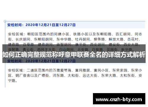 如何正确完整规范称呼意甲联赛全名的详细方式解析